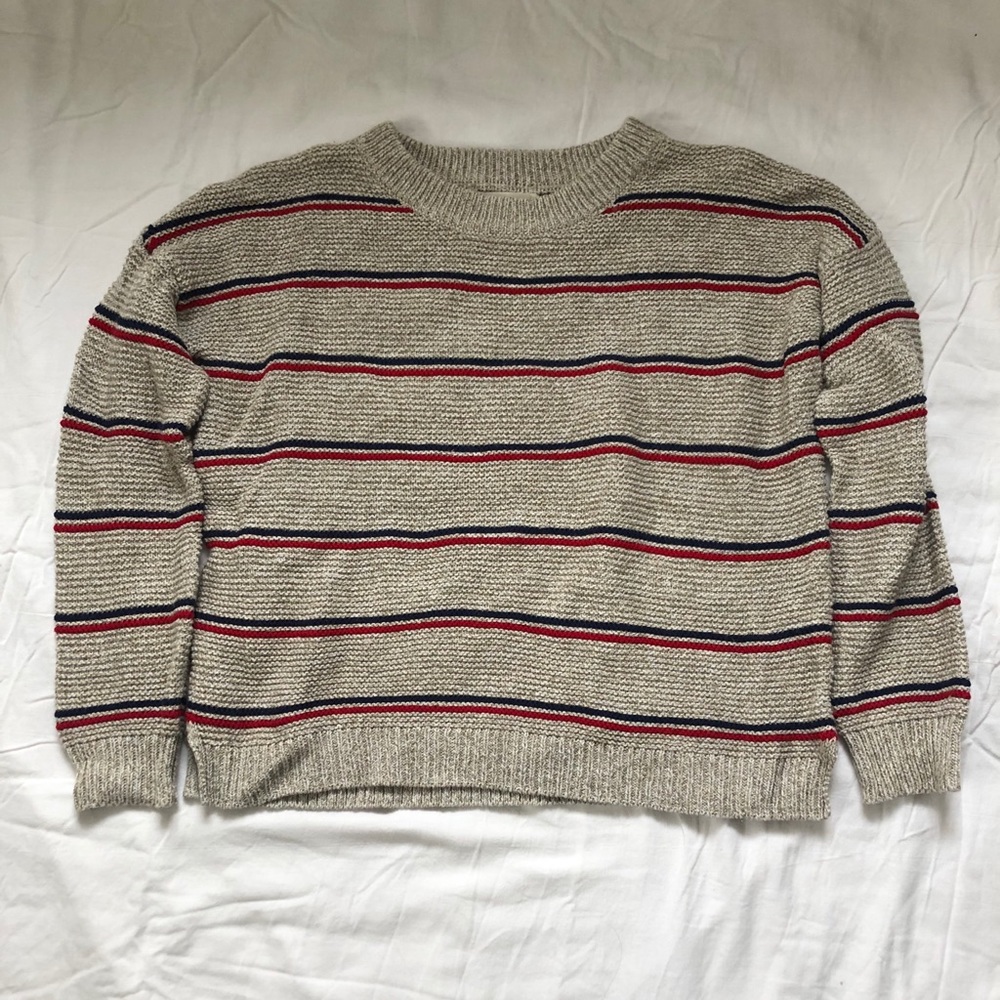 Marine Layer Red, Blue, and Grey Striped Sweater!!